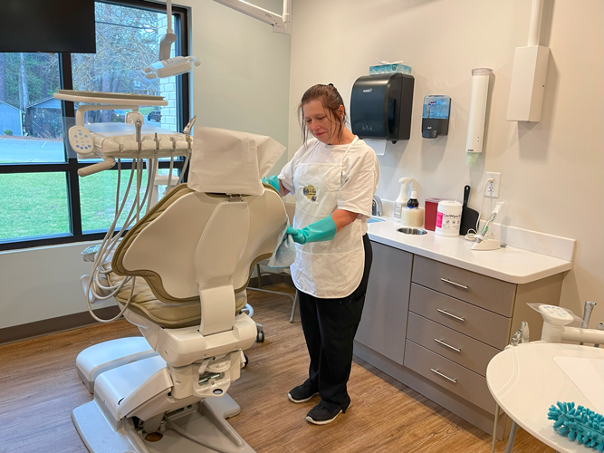 Deep cleaning a dentists office